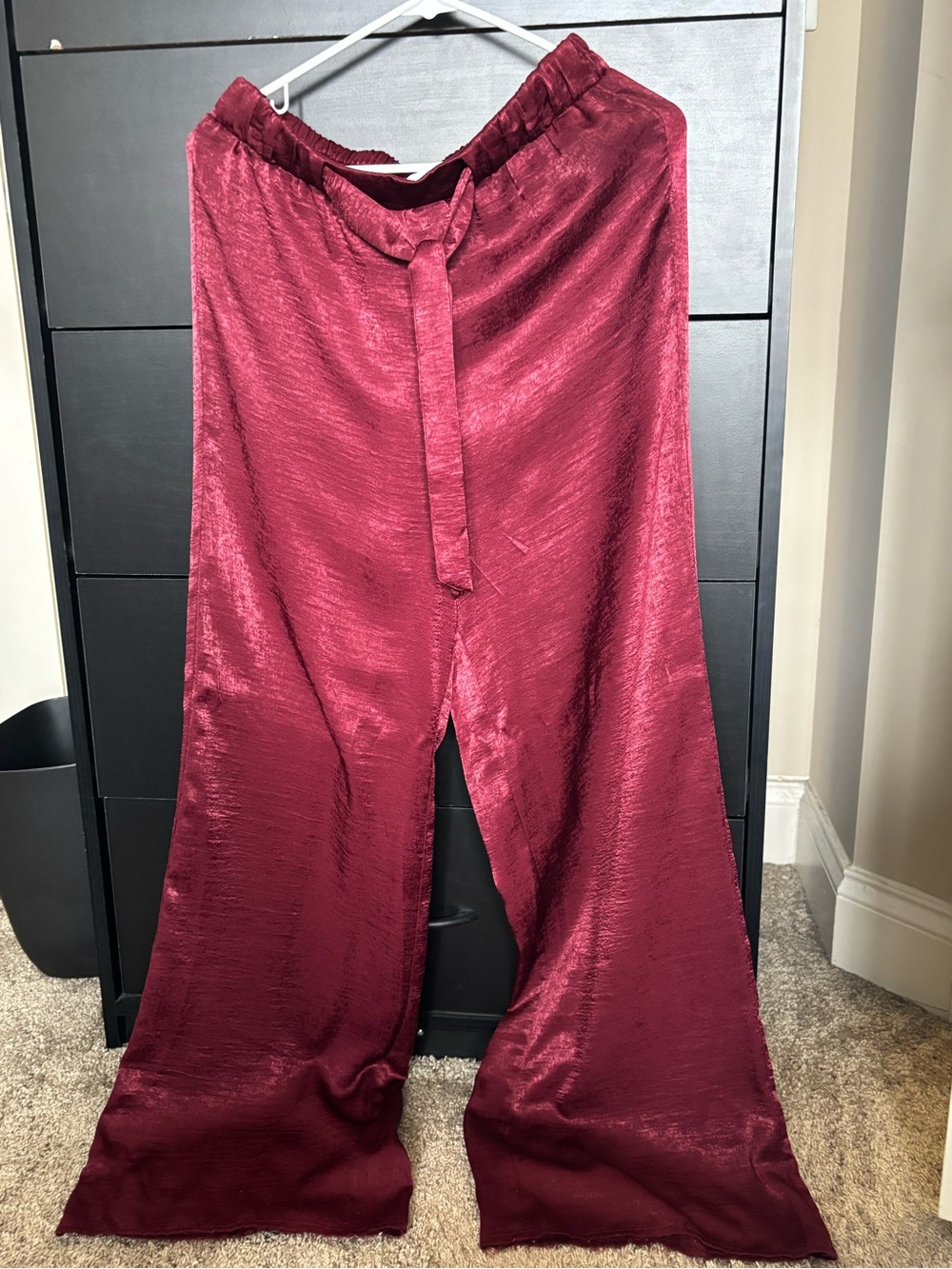Xhilaration Satin Wide-Leg Pants - Burgundy